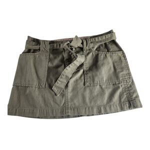 Lucky Brand Army Green Belted Mini Skirt Women's 4/27 1000% Cotton
